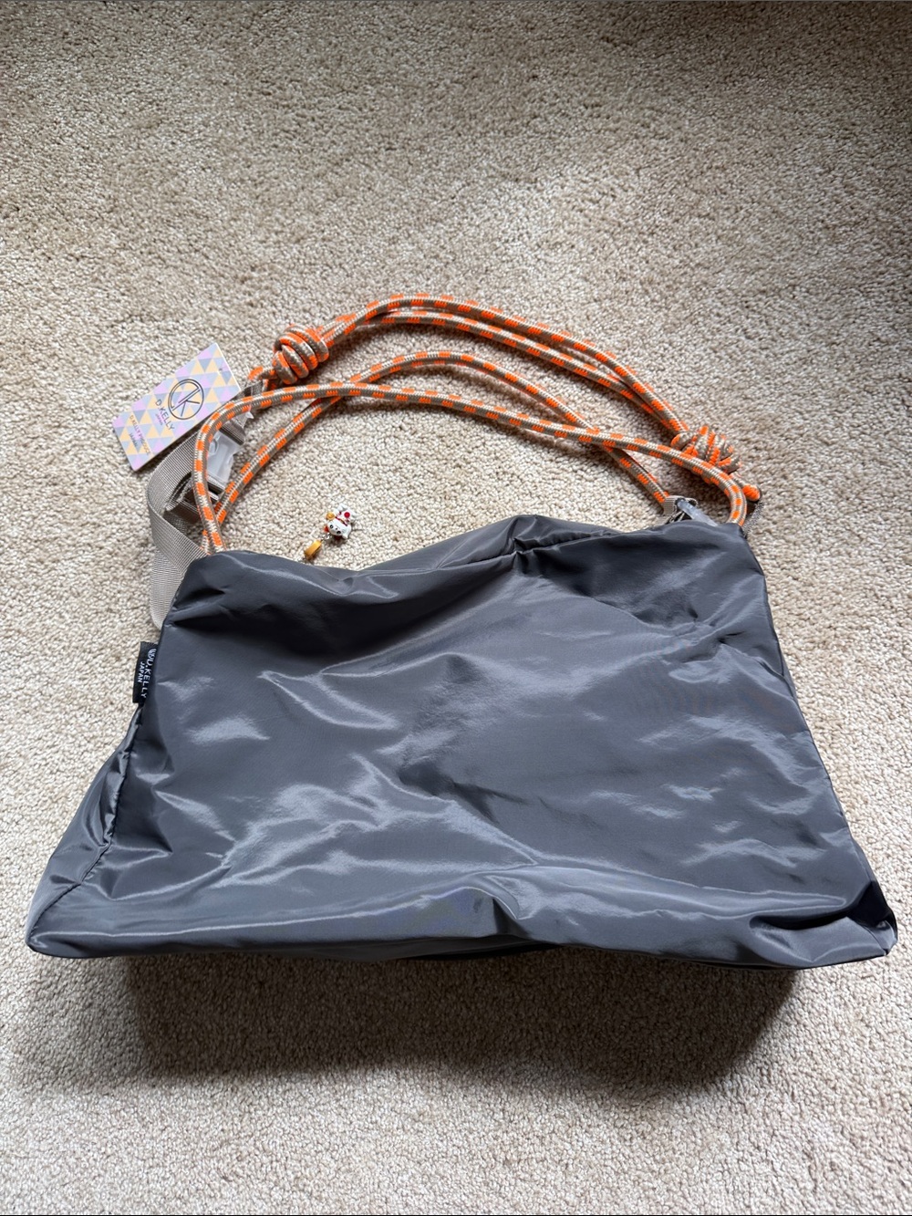 D. Kelly Japan Gray Bag with Orange Rope Straps